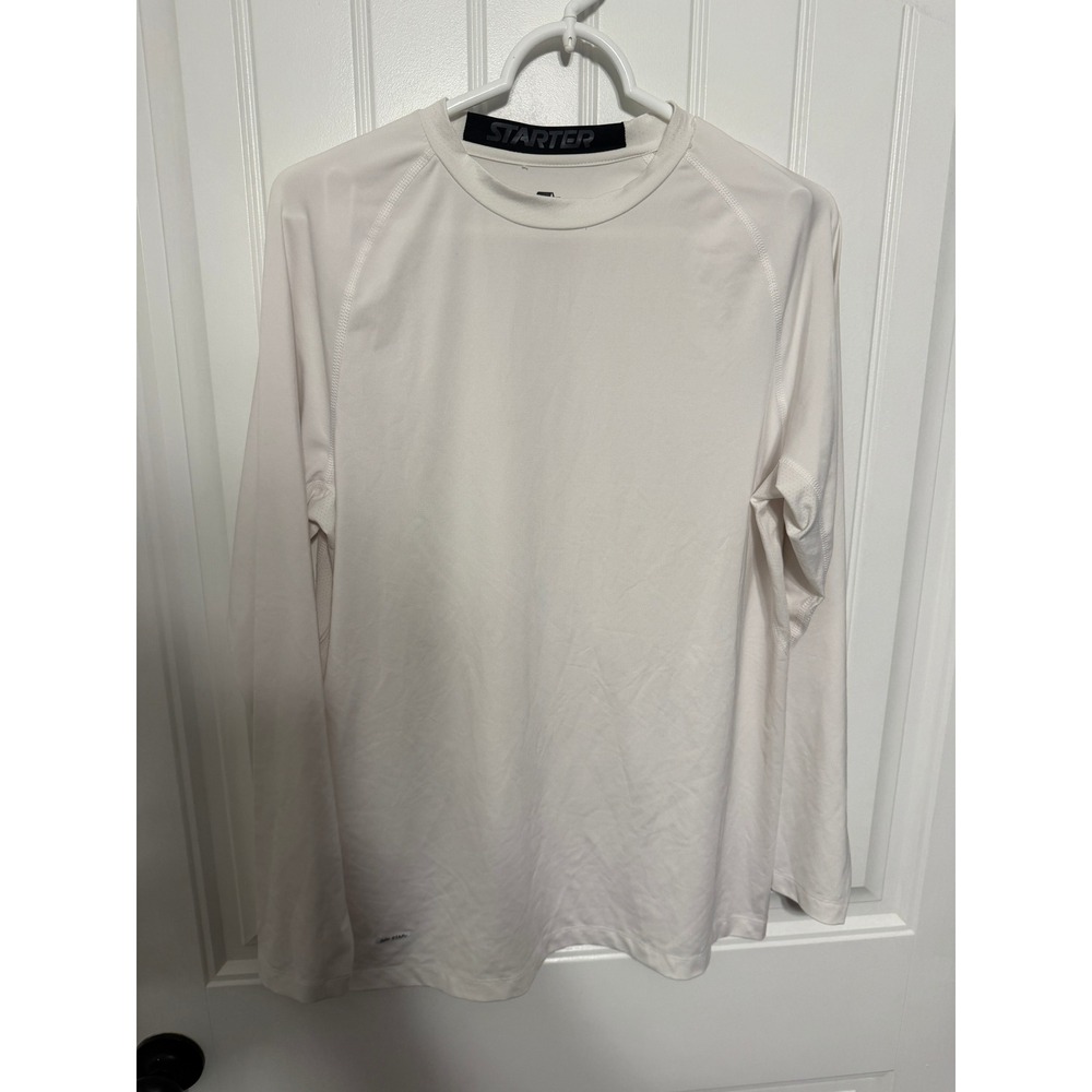 Starter Shirt Mens Large Arctic White Compression Long Sleeve Mesh Panels EUC